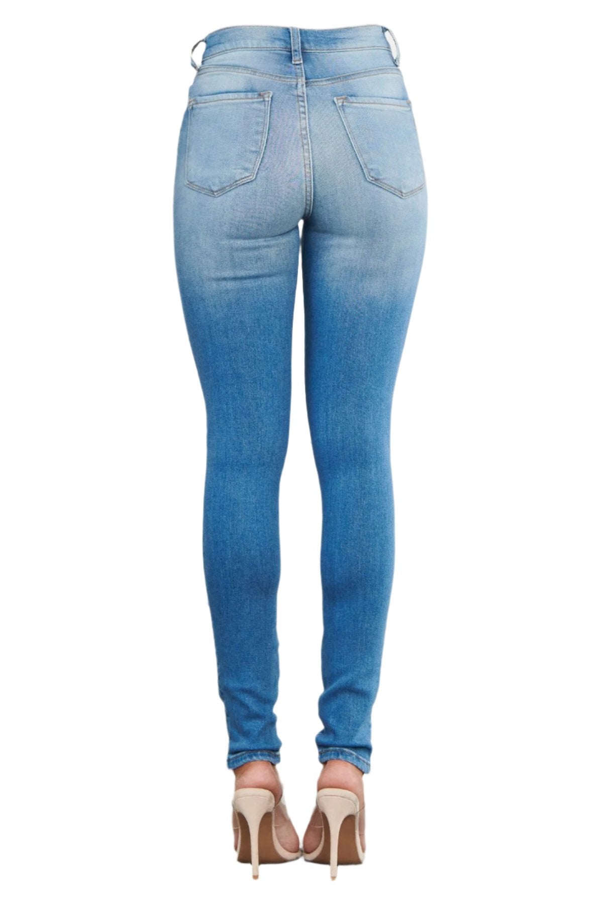 High Waisted Distress Skinny Jeans