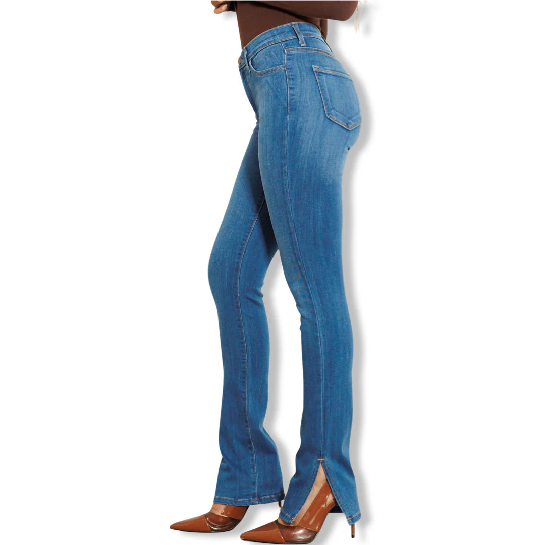 SIDE SLIT SLIM BOOTCUT JEANS